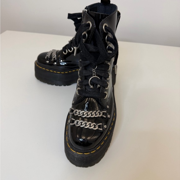 Dr. Martens Black Jadon Patent Chain Leather Platform Boots - Picture 6 of 14